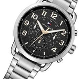 Tommy Hilfiger Briggs Chronograph Black Dial Silver Steel Strap Watch for Men - 1791422 Authentic Buy Shop Now