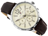 Tommy Hilfiger Gavin Chronograph White Dial Brown Leather Strap Watch for Men - 1791467 Authentic Buy Shop Now