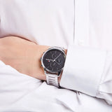 Tommy Hilfiger Chase Quartz Black Dial Silver Steel Strap Watch For Men - 1791485 Authentic Buy Shop Now