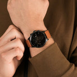 Tommy Hilfiger James Quartz Black Dial Brown Leather Strap Watch For Men - 1791486 Authentic Buy Shop Now