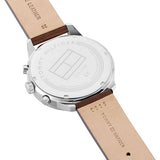 Tommy Hilfiger Chase Chronograph Grey Dial Brown Leather Strap Watch For Men - 1791487 Authentic Buy Shop Now