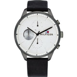 Tommy Hilfiger Lexor Silver Dial Black Leather Strap Watch For Men - 1791489 Authentic Buy Shop Now