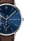 Tommy Hilfiger Cooper Blue Dial Brown Leather Strap Watch for Men - 1791508 Authentic Buy Shop Now