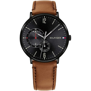 Tommy Hilfiger Brooklyn Quartz Black Dial Brown Leather Strap Watch for Men - 1791510 Authentic Buy Shop Now