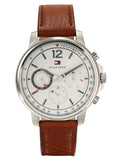 Tommy Hilfiger Landon Chronograph White Dial Brown Leather Strap Watch for Men - 1791531 Authentic Buy Shop Now