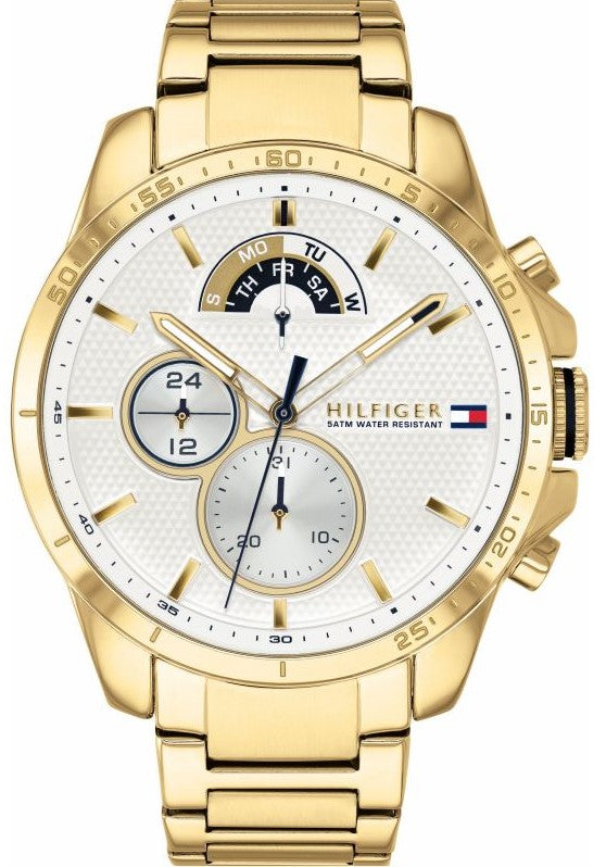 Tommy Hilfiger Iconic Quartz White Dial Gold Steel Strap Watch for Men - 1791538 Authentic Buy Shop Now