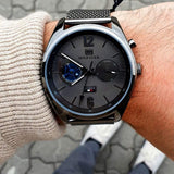 Tommy Hilfiger Deacon Analog Black Dial Black Mesh Bracelet Watch for Men - 1791547 Authentic Buy Shop Now