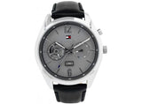 Tommy Hilfiger Deacan Grey Dial Black Leather Strap Watch for Men - 1791548 Authentic Buy Shop Now