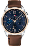 Tommy Hilfiger Deacan Blue Dial Brown Leather Strap Watch for Men - 1791549 Authentic Buy Shop Now