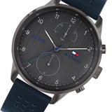 Tommy Hilfiger Chase Grey Dial Blue Leather Strap Watch for Men - 1791578 Authentic Buy Shop Now