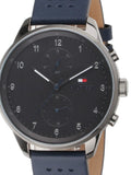 Tommy Hilfiger Chase Grey Dial Blue Leather Strap Watch for Men - 1791578 Authentic Buy Shop Now
