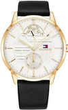 Tommy Hilfiger Hunter White Dial Black Leather Strap Watch for Men - 1791606 Authentic Buy Shop Now