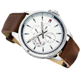 Tommy Hilfiger Multi Function Quartz White Dial Brown Leather Strap Watch for Men - 1791614 Authentic Buy Shop Now
