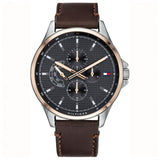Tommy Hilfiger Shawn Multifunction Grey Dial Brown Leather Strap Watch for Men - 1791615 Authentic Buy Shop Now