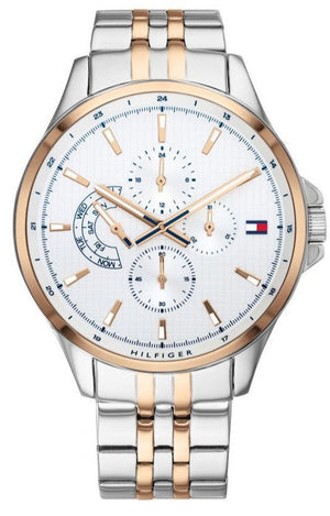 Tommy Hilfiger Shawn Quartz White Dial Two Tone Steel Strap Watch for Men - 1791617 Authentic Buy Shop Now