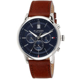 Tommy Hilfiger Kyle Multifunction Blue Dial Brown Leather Strap Watch for Men - 1791629 Authentic Buy Shop Now