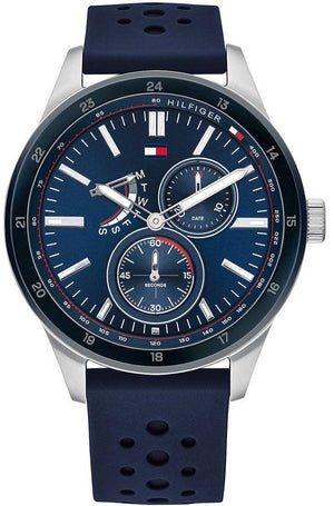 Tommy Hilfiger Austin Quartz Blue Dial Blue Rubber Strap Watch for Men - 1791635 Authentic Buy Shop Now