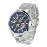 Tommy Hilfiger Spencer Skeleton Black Dial Silver Mesh Bracelet Watch for Men - 1791643 Authentic Buy Shop Now