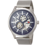 Tommy Hilfiger Spencer Skeleton Black Dial Silver Mesh Bracelet Watch for Men - 1791643 Authentic Buy Shop Now