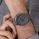 Tommy Hilfiger West Quartz Black Dial Silver Steel Strap Watch For Men - 1791707 Authentic Buy Shop Now