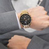 Tommy Hilfiger West Chronograph Quartz Black Dial Gold Steel Strap Watch For Men - 1791708 Authentic Buy Shop Now