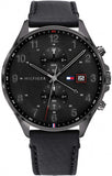 Tommy Hilfiger West Chronograph Black Dial Black Leather Strap Watch For Men - 1791711 Authentic Buy Shop Now