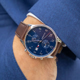 Tommy Hilfiger West Chronograph Blue Dial Brown Leather Strap Watch For Men - 1791712 Authentic Buy Shop Now