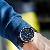 Tommy Hilfiger West Chronograph Blue Dial Brown Leather Strap Watch For Men - 1791712 Authentic Buy Shop Now