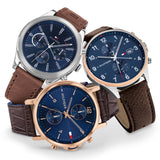 Tommy Hilfiger West Chronograph Blue Dial Brown Leather Strap Watch For Men - 1791712 Authentic Buy Shop Now