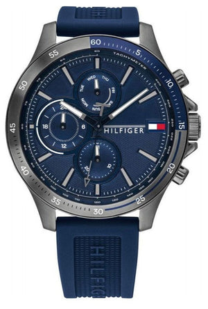 Tommy Hilfiger Bank Blue Dial Blue Rubber Strap Watch for Men - 1791721 Authentic Buy Shop Now