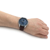 Tommy Hilfiger Parker Chronograph Blue Dial Brown Leather Strap Watch For Men - 1791837 Authentic Buy Shop Now