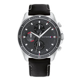 Tommy Hilfiger Parker Chronograph Quartz Grey Dial Black Leather Strap Watch For Men - 1791838 Authentic Buy Shop Now
