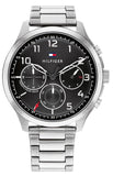 Tommy Hilfiger Asher Chronograph Black Dial Silver Steel Strap Watch For Men - 1791852 Authentic Buy Shop Now