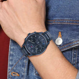 Tommy Hilfiger Asher Chronograph Blue Dial Blue Steel Strap Watch For Men - 1791853 Authentic Buy Shop Now
