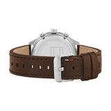 Tommy Hilfiger Asher Chrongraph Blue Dial Brown Leather Strap Watch For Men - 1791855 Authentic Buy Shop Now