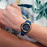 Tommy Hilfiger Aiden Chronograph Blue Dial Blue Silicone Strap Watch For Men - 1791860 Authentic Buy Shop Now