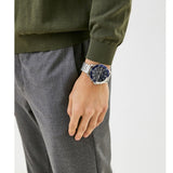 Tommy Hilfiger Larson Chronograph Blue Dial Silver Steel Strap Watch For Men - 1791917 Authentic Buy Shop Now
