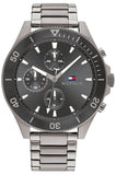 Tommy Hilfiger Larson Chronograph Grey Dial Silver Steel Strap Watch For Men - 1791918 Authentic Buy Shop Now