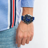 Tommy Hilfiger Larson Chronograph Blue Dial Blue Rubber Strap Watch For Men - 1791920 Authentic Buy Shop Now