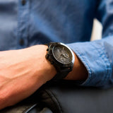 Tommy Hilfiger Larson Chronograph Black Dial Black Rubber Strap Watch For Men - 1791921 Authentic Buy Shop Now
