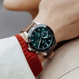 Tommy Hilfiger Larson Chronograph Green Dial Brown Leather Strap Watch For Men - 1791983 Authentic Buy Shop Now