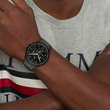 Tommy Hilfiger Justin Chronograph Black Dial Black Steel Strap Watch For Men - 1792055 Authentic Buy Shop Now