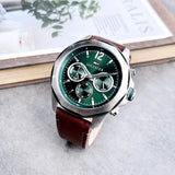 Tommy Hilfiger Lars Chronograph Green Dial Brown Leather Strap Watch For Men - 1792064 Authentic Buy Shop Now