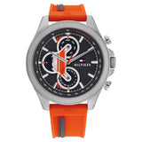 Tommy Hilfiger Clark Chronograph Grey Dial Orange Rubber Strap Watch For Men - 1792084 Authentic Buy Shop Now