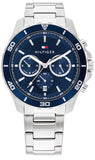Tommy Hilfiger Jordan Chronograph Blue Dial Silver Steel Strap Watch For Men - 1792094 Authentic Buy Shop Now