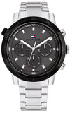 Tommy Hilfiger Troy Chronograph Grey Dial Silver Steel Strap Watch For Men - 1792106 Authentic Buy Shop Now
