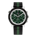 Tommy Hilfiger Troy Chronograph Green Dial Two Tone Nylon Strap Watch For Men - 1792107 Authentic Buy Shop Now