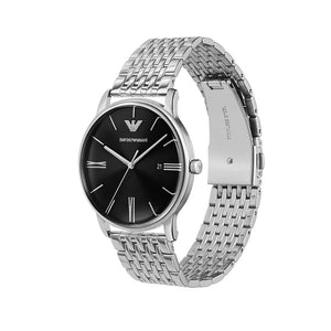 Emporio Armani Minimalist Black Dial Silver Steel Strap Watch for Men - AR11600 Authentic Buy Shop Now