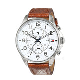 Tommy Hilfiger Dean Quartz Multifunction White Dial Brown Leather Strap Watch for Men - 1791274 Authentic Buy Shop Now