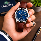 Lacoste Edmonton Blue Dial Brown Leather Strap Watch for Men - 2010889 Authentic Buy Shop Now
